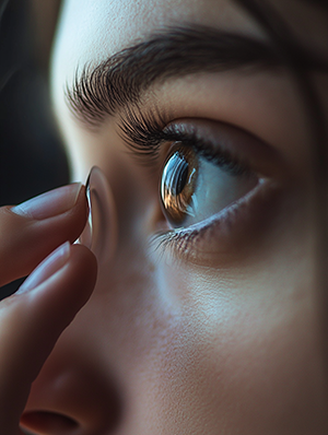 Foto contactlens op vinger