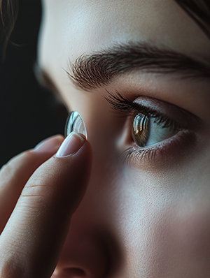 Foto vrouw met contactlens