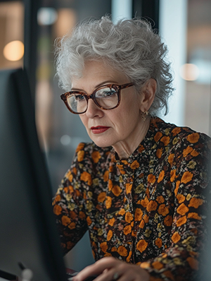 Foto vrouw met computerbril
