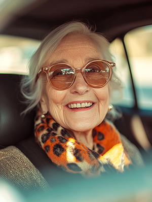 Foto vrouw met zonnebril in auto